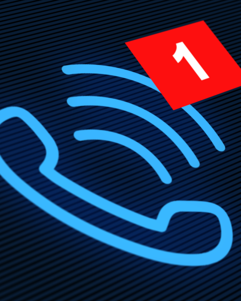 phone icon with red number 1.