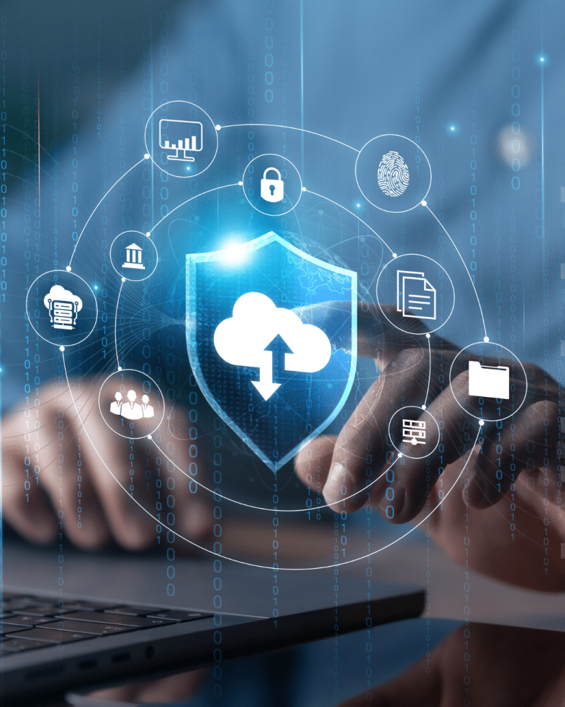 HaaS and Procurement 6 laptop with shield symbol hovering over it