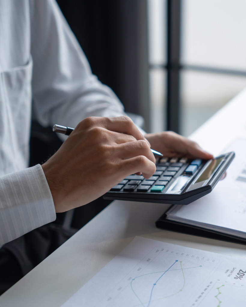 Person using calculator.