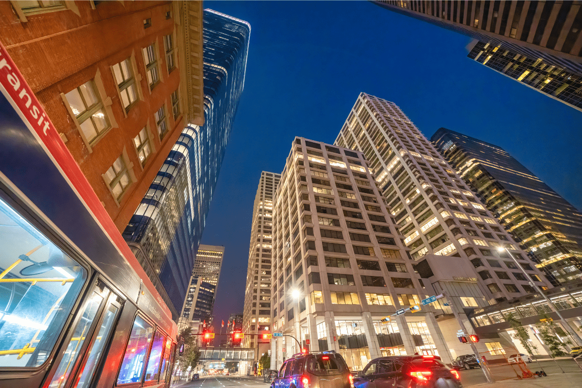 Calgary financial downtown core representing the untapped predictive intelligence and data goldmine sitting inside Calgary financial services firms served by PCe Solutions Managed Intelligence AI services across Alberta
